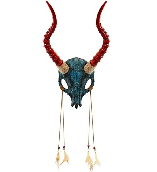 MASKER SHAMAN STIERSCHEDEL MET HORENS EN VEREN van Widmann koop je bij Partywinkel