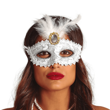 Masker Veren Wit van Fiestas Guirca koop je bij Partywinkel
