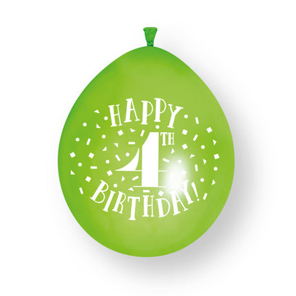 10 stuks Happy 4th Birthday 23cm latex ballonnen
