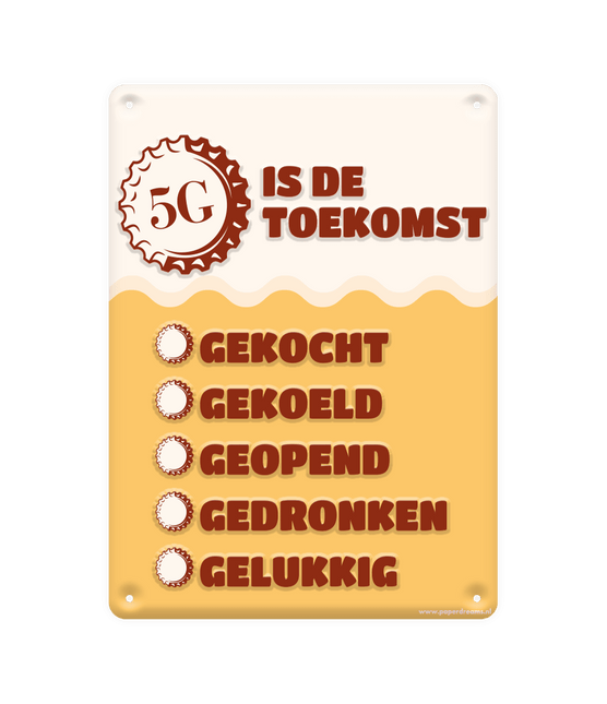 Metalen Bord 5G Is De Toekomst van Paper Dreams koop je bij Partywinkel