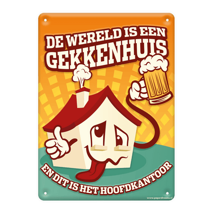 Metalen Bord Gekkenhuis van Paper Dreams koop je bij Partywinkel
