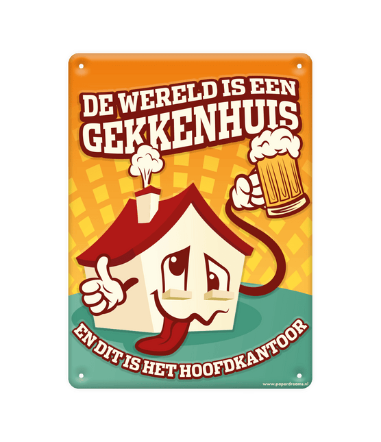 Metalen Bord Gekkenhuis van Paper Dreams koop je bij Partywinkel
