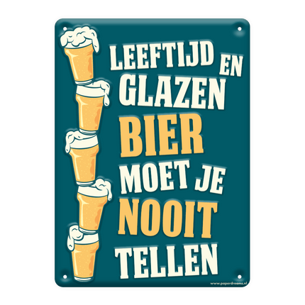 Metalen Bord Leeftjd En Glazen Bier van Paper Dreams koop je bij Partywinkel