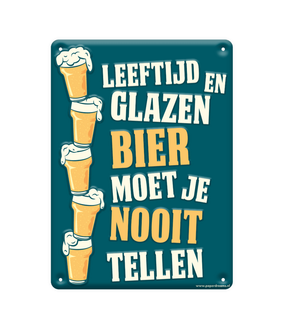 Metalen Bord Leeftjd En Glazen Bier van Paper Dreams koop je bij Partywinkel