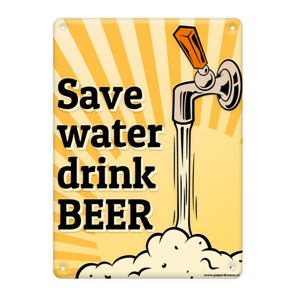 Metalen Bord Save Water van Paper Dreams koop je bij Partywinkel