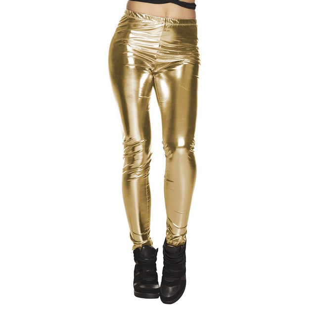Metallic Gouden Legging L - XL van Boland koop je bij Partywinkel