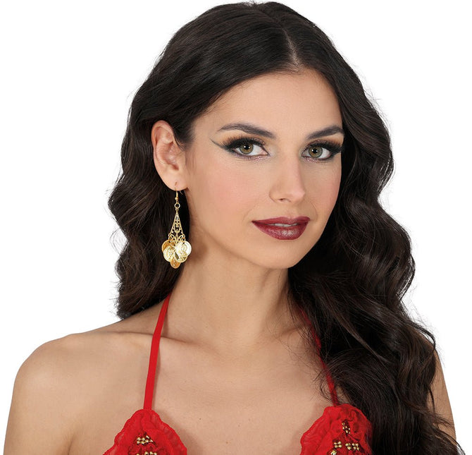 Metallic Oorbellen Munten Goud 5cm van Fiestas Guirca koop je bij Partywinkel