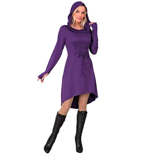 Middeleeuwse Gotisch Kostuum Dames Met Kap Paars van Widmann koop je bij Partywinkel