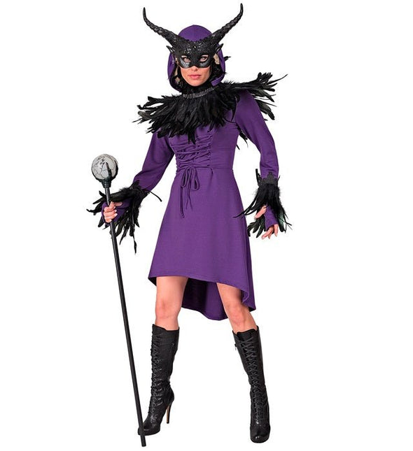 Middeleeuwse Gotisch Kostuum Dames Met Kap Paars van Widmann koop je bij Partywinkel