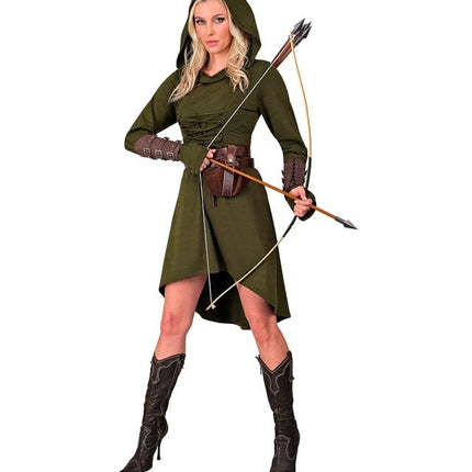 Middeleeuwse Gotische Jurk Dames met kap Groen van Widmann koop je bij Partywinkel