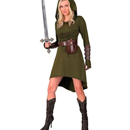 Middeleeuwse Gotische Jurk Dames met kap Groen van Widmann koop je bij Partywinkel