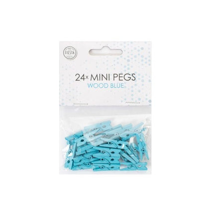 Mini Knijpers Hout Blauw 24st van WeFiesta koop je bij Partywinkel