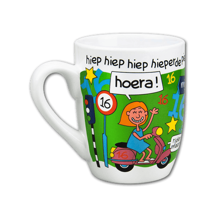 Mok 16 Jaar 12cm van Paper Dreams koop je bij Partywinkel