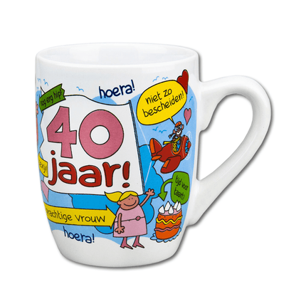 Mok 40 Jaar Vrouw 12cm van Paper Dreams koop je bij Partywinkel
