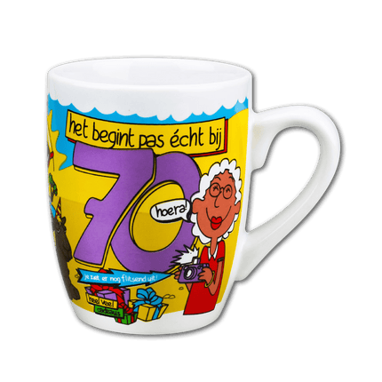 Mok 70 Jaar 12cm van Paper Dreams koop je bij Partywinkel