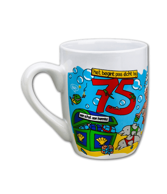 Mok 75 Jaar 12cm van Paper Dreams koop je bij Partywinkel