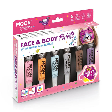 Moon Creations Face Paint met kwast Applicator Purple 15ml van Moon Creations koop je bij Partywinkel