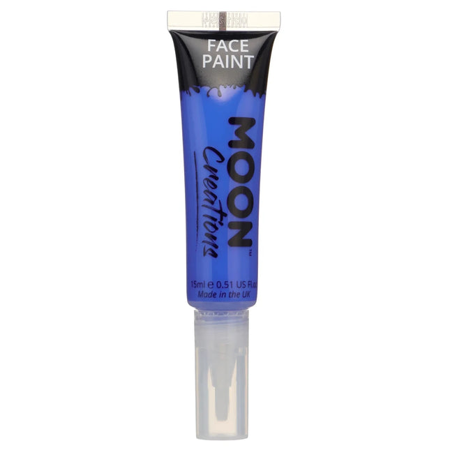 Moon Creations Face Paint with Brush Applicator Dark Blue 15ml van Moon Creations koop je bij Partywinkel