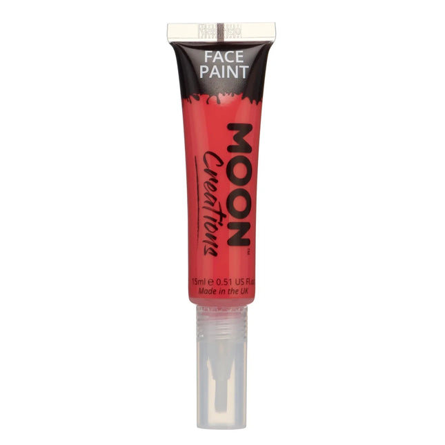 Moon Creations Face Paint with Brush Applicator Red 15ml van Moon Creations koop je bij Partywinkel