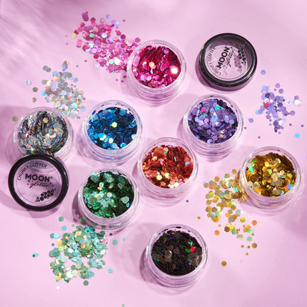 Moon Glitter Holographic Chunky Glitter Green 3g van Moon Creations koop je bij Partywinkel