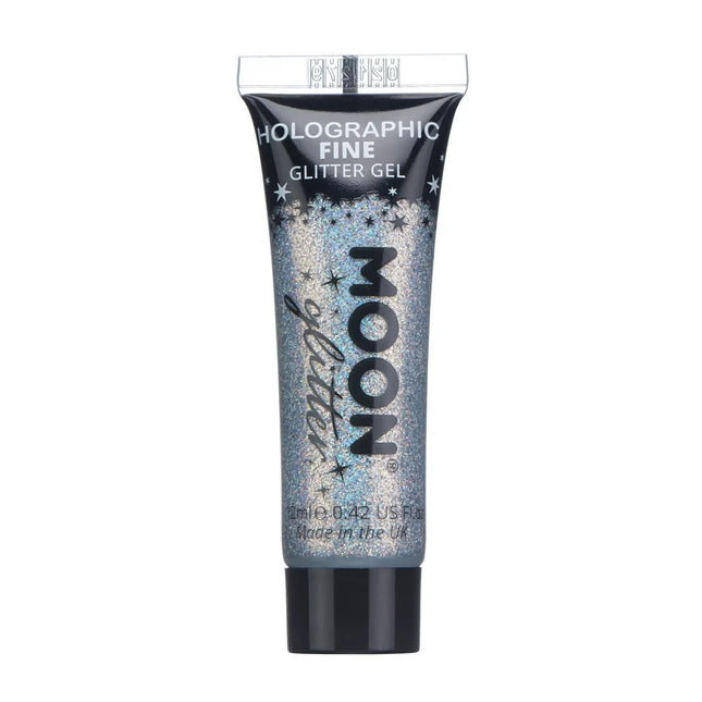 Moon Glitter Holographic Fine Glitter Gel Silver 12ml van Moon Creations koop je bij Partywinkel