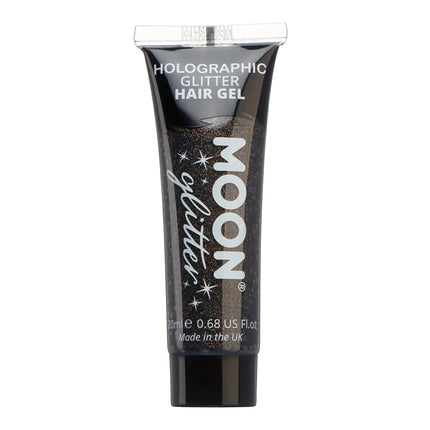 Moon Glitter Holographic Glitter Hair Gel Black 20ml van Moon Creations koop je bij Partywinkel