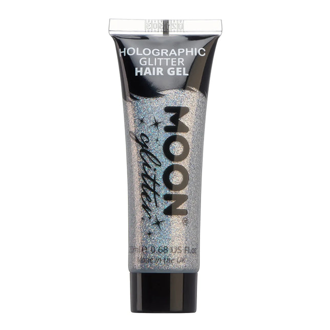 Moon Glitter Holographic Glitter Hair Gel Silver 20ml van Moon Creations koop je bij Partywinkel