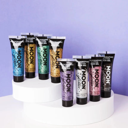 Moon Glitter Holographic Glitter Hair Gel Silver 20ml van Moon Creations koop je bij Partywinkel