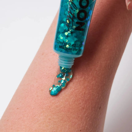 Moon Glitter Iridescent Chunky Glitter Gel Green 12ml van Moon Creations koop je bij Partywinkel