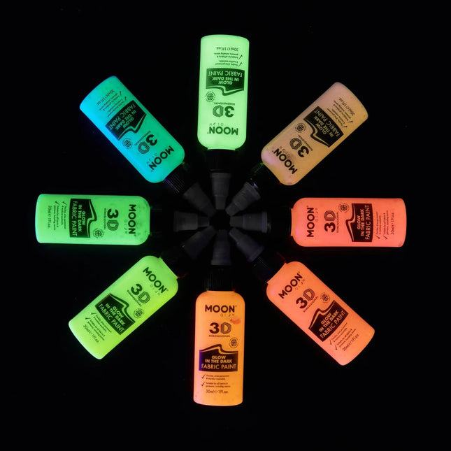 Moon Glow Glow in the Dark Fabric Paint Yellow 30ml van Moon Creations koop je bij Partywinkel