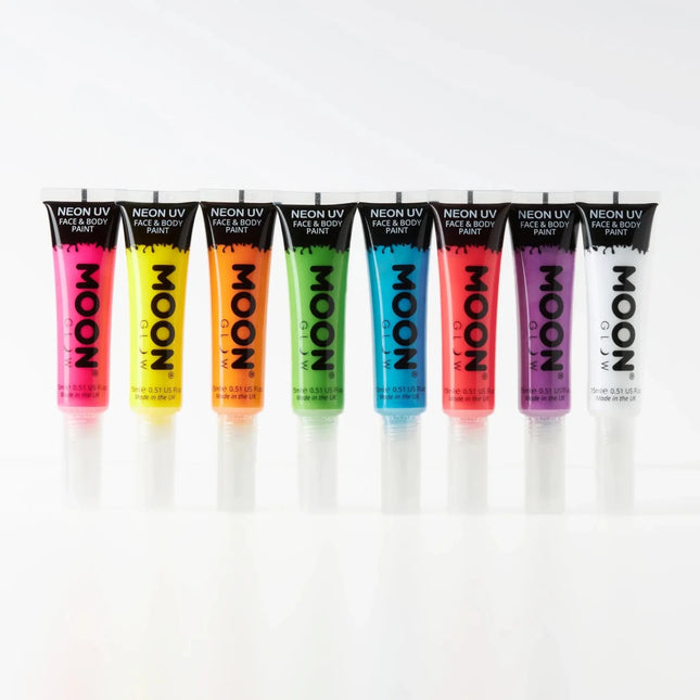 Moon Glow Neon UV Face Paint with Brush Applicator Intense Blue 15ml van Moon Creations koop je bij Partywinkel