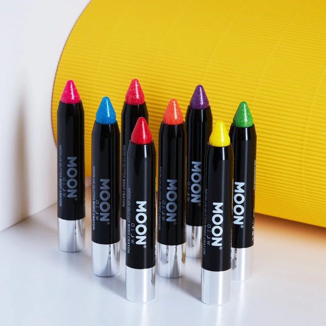 Moon Glow Neon UV Glitter Body Crayons Orange 3.2g van Moon Creations koop je bij Partywinkel