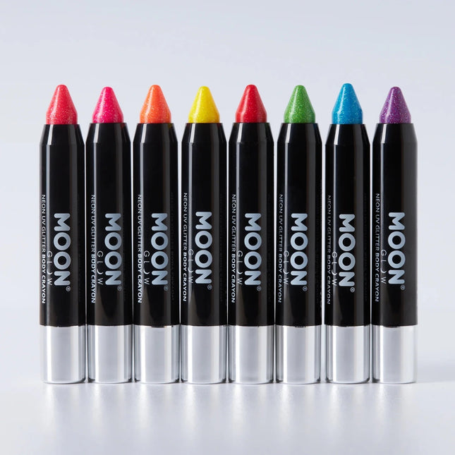 Moon Glow Neon UV Glitter Body Crayons Orange 3.2g van Moon Creations koop je bij Partywinkel