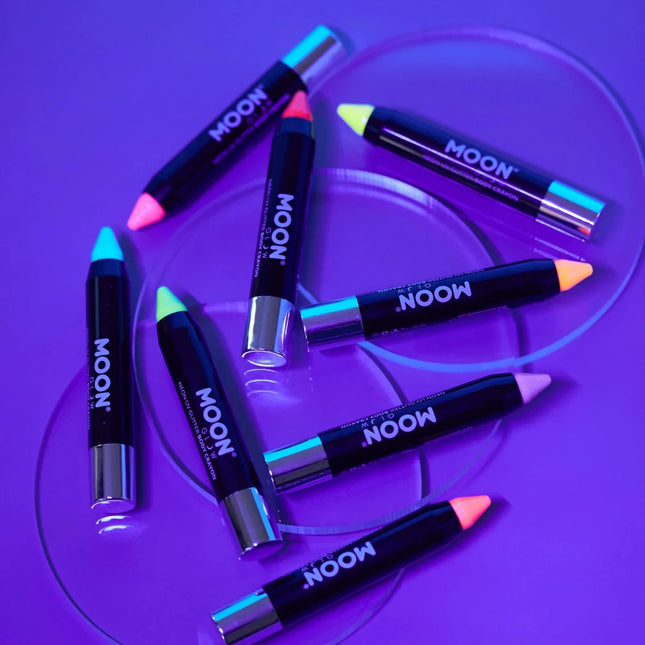 Moon Glow Neon UV Glitter Body Crayons Purple 3.2g van Moon Creations koop je bij Partywinkel