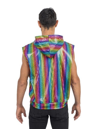 Regenboog Disco Vest Mouwloos Heren