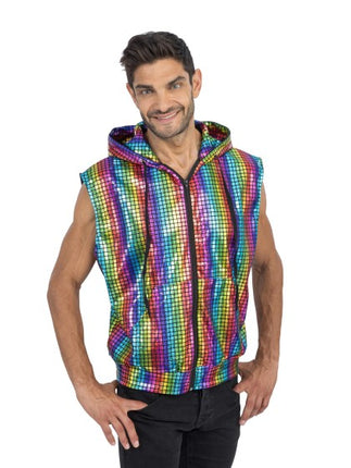 Regenboog Disco Vest Mouwloos Heren