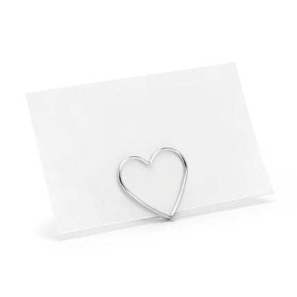 Naamkaarthouders Hartjes Zilver 2,5cm 10st van Partydeco koop je bij Partywinkel