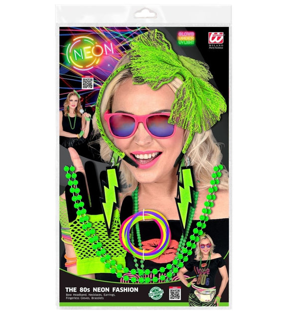 Neon 80S Accessoireset Groen 5 delig van Widmann koop je bij Partywinkel