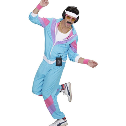 Neon 80S Trainingspak Fout Blauw van Widmann koop je bij Partywinkel