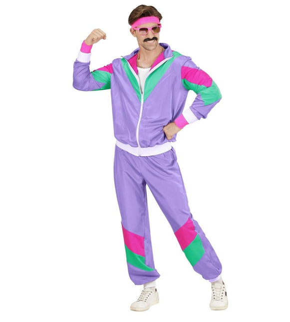 Neon 80S Trainingspak Fout Lila van Widmann koop je bij Partywinkel