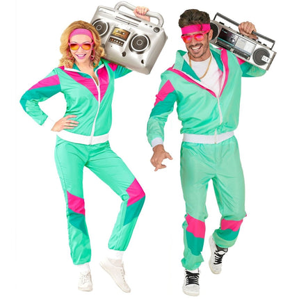 Neon 80S Trainingspak Fout Turquoise van Widmann koop je bij Partywinkel