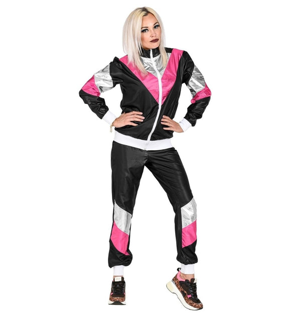 Neon 80S Trainingspak Fout Zwart Leerlook van Widmann koop je bij Partywinkel