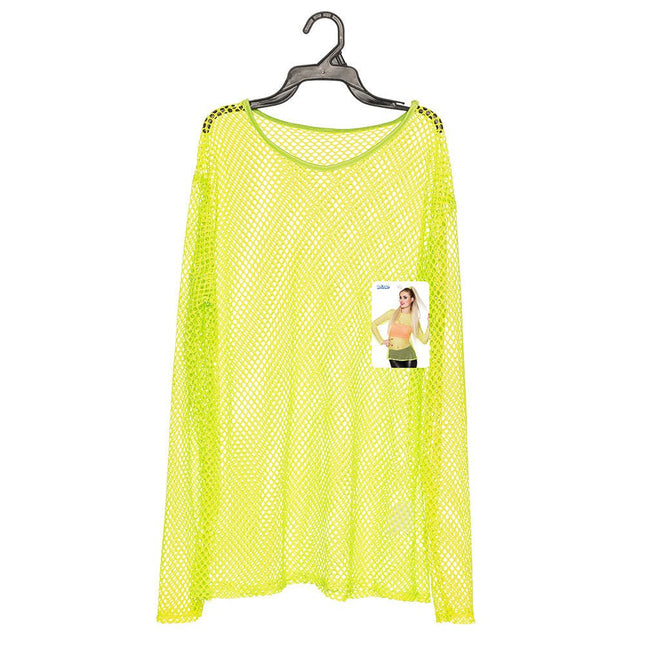 Neon Gele Visnet Shirt Mat M/L van Boland koop je bij Partywinkel