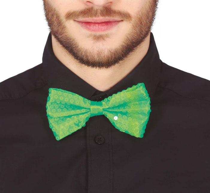 Neon Groene Strik Glitter 13cm van Fiestas Guirca koop je bij Partywinkel