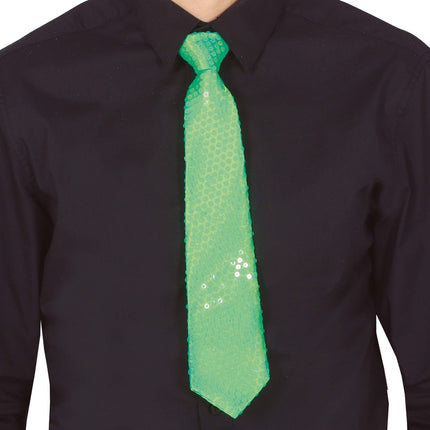 Neon Groene Stropdas Glitter 37cm van Fiestas Guirca koop je bij Partywinkel