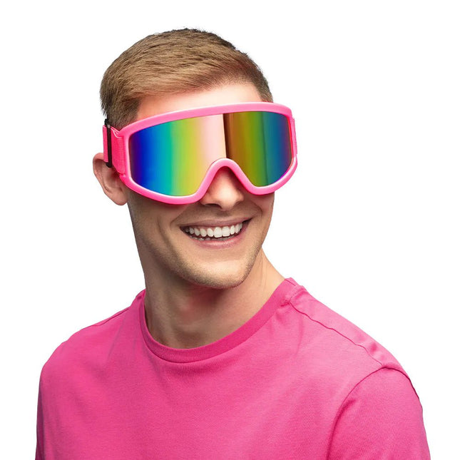 Neon Roze Skibril van Boland koop je bij Partywinkel