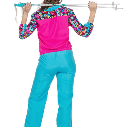 Neon Trainingspak Fout Blauw Roze Dames 2 delig van Wilbers & Wilbers koop je bij Partywinkel