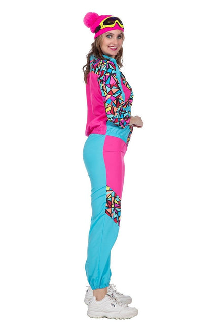 Neon Trainingspak Fout Blauw Roze Dames 2 delig van Wilbers & Wilbers koop je bij Partywinkel