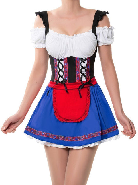 Rood Dirndl Jurk Oktoberfest Blauw Wit Marlene