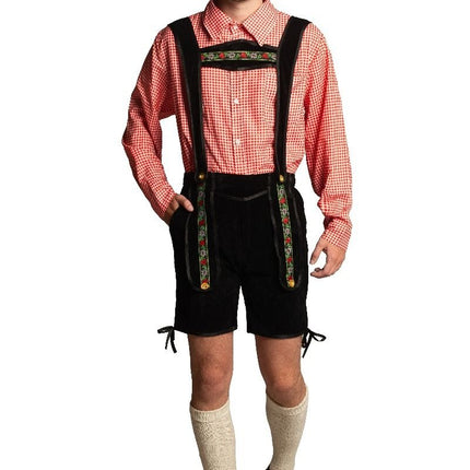 Lederhose Zwart Kort Met Blouse